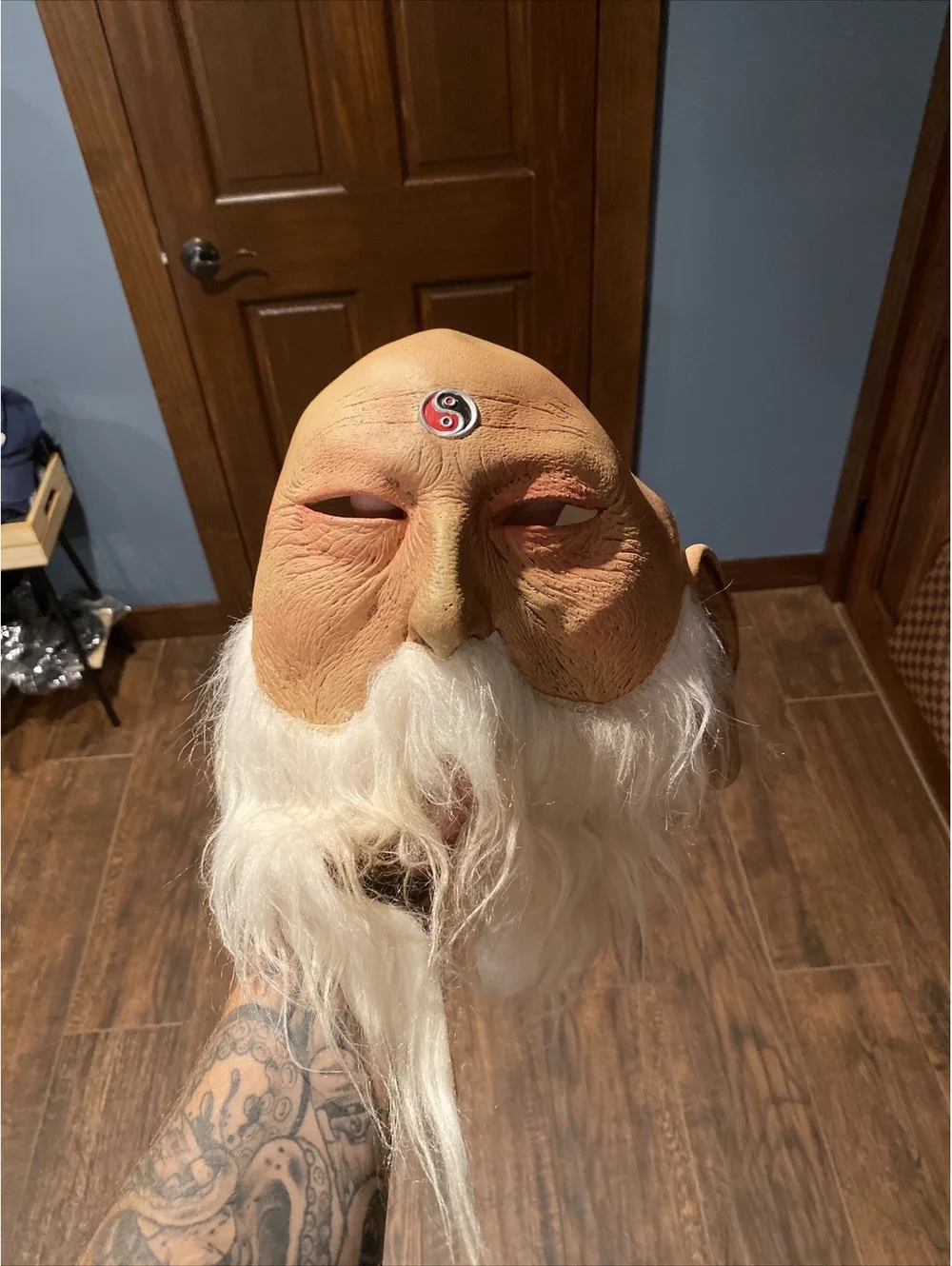 Vintage 1999 Don Post  Rubber Halloween Mask Yin Yang Master Old Man